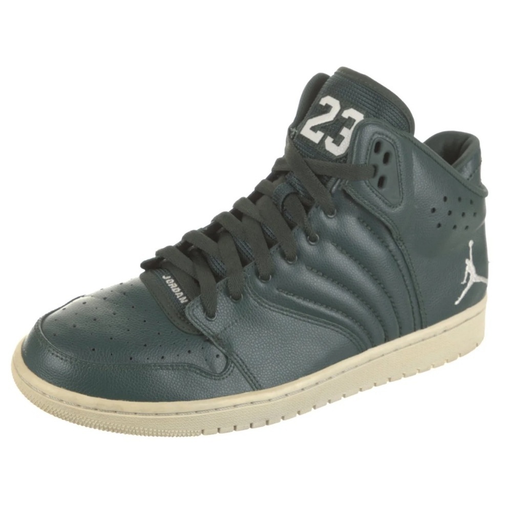 Jordan Men's Dark Green and Cream High-Top Sneakers